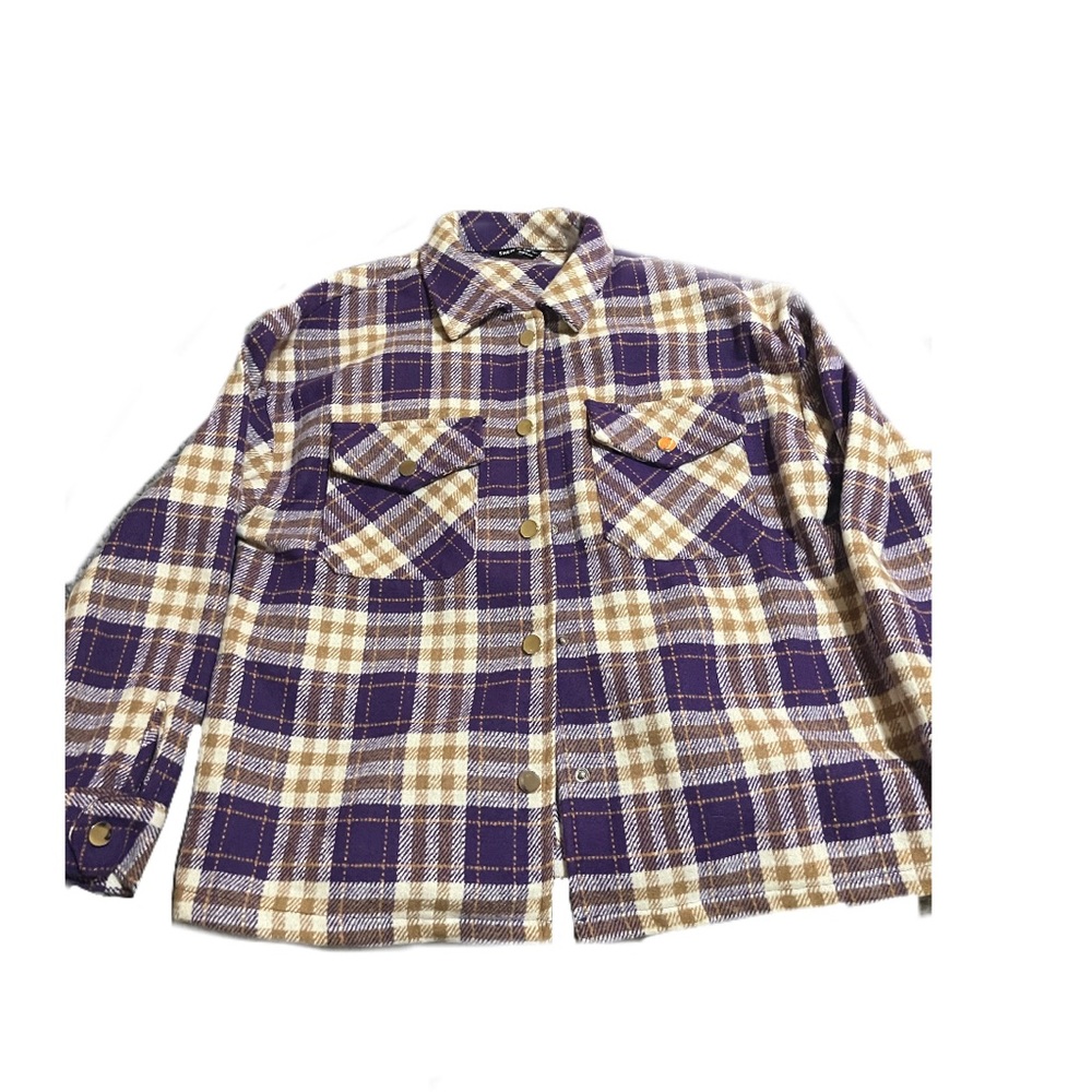 Brand new shein flannel. Size Large. Colors (Purple, White and brown)